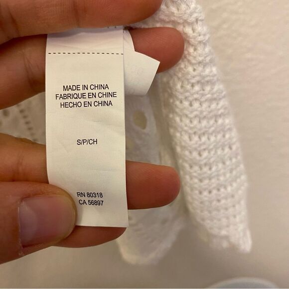 Lucky Brand boho white top blouse Crochet Eyelet embroidered open knit lace S - Picture 4 of 9